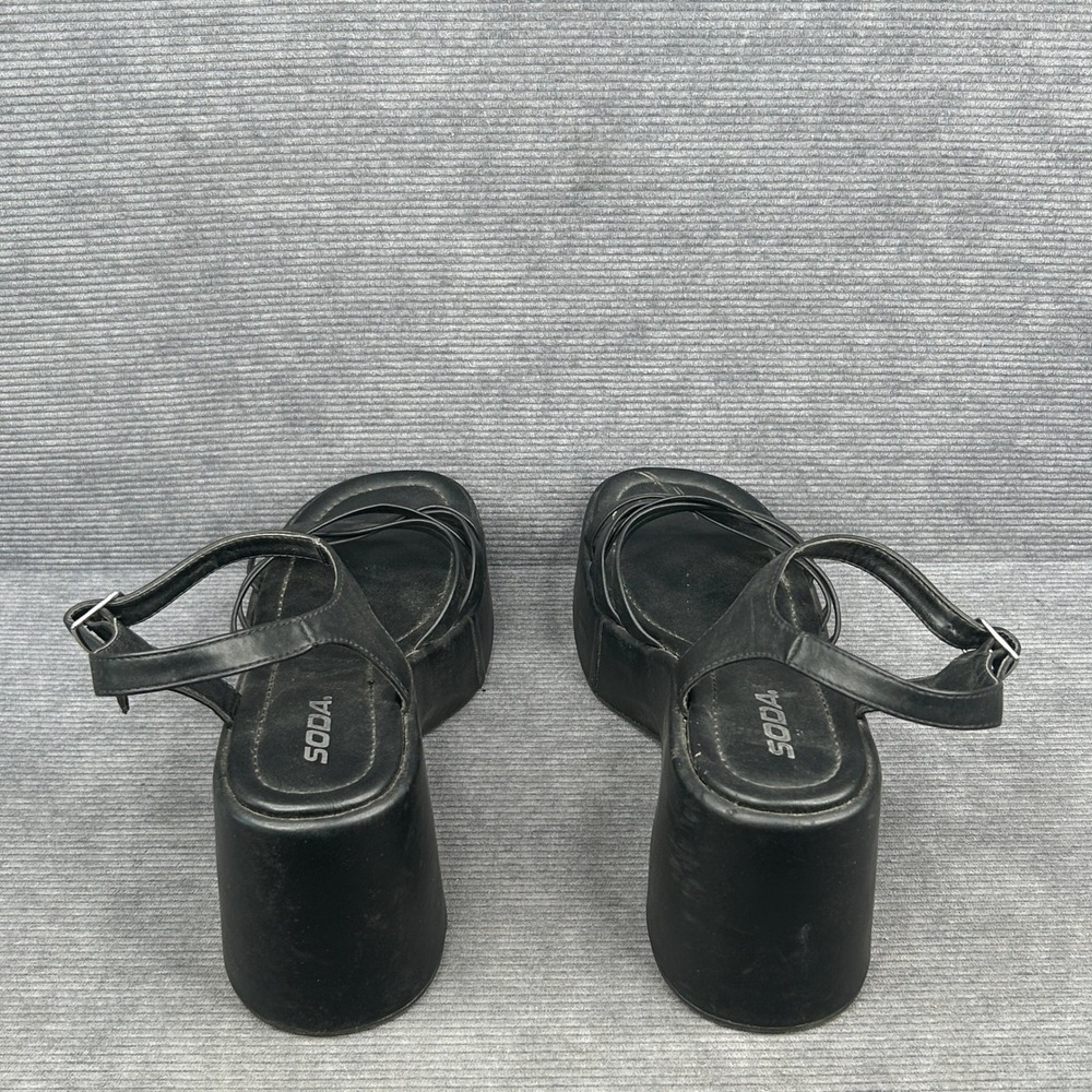 Soda Antare-S Platform Wedge Sandals Black Strappy Y2K Women Size 10M - Picture 5 of 6